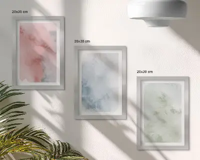 Pastelové štruktúry farebných akvarelov na plátne triptych v ráme
