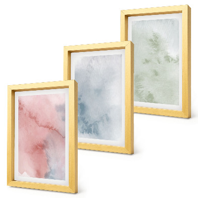 Triptych v ráme Pastelové štruktúry farebných akvarelov na plátne