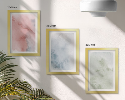 Triptych v ráme Pastelové štruktúry farebných akvarelov na plátne