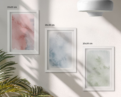 Triptych v ráme Pastelové štruktúry farebných akvarelov na plátne