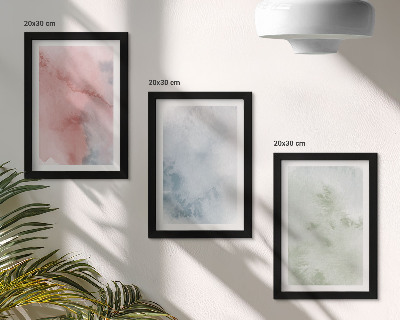 Triptych v ráme Pastelové štruktúry farebných akvarelov na plátne