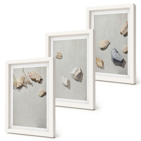 Sada obrazov do obývačky Minimalistické dekorácie s plážovými kameňmi v štýle Boho