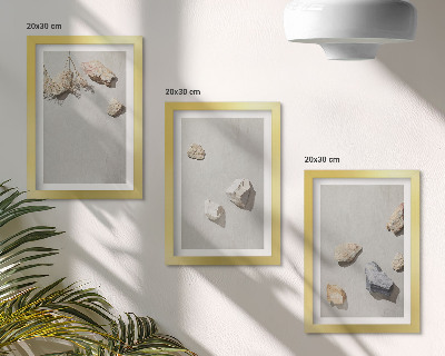 Sada obrazov do obývačky Minimalistické dekorácie s plážovými kameňmi v štýle Boho