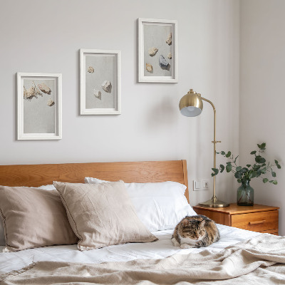 Sada obrazov do obývačky Minimalistické dekorácie s plážovými kameňmi v štýle Boho