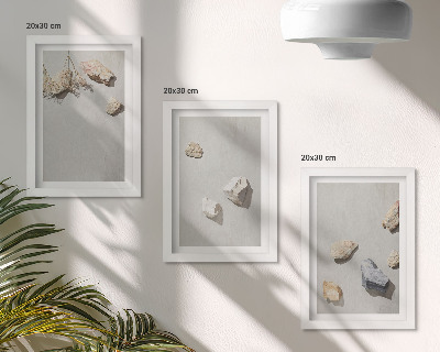 Sada obrazov do obývačky Minimalistické dekorácie s plážovými kameňmi v štýle Boho