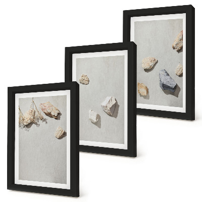 Sada obrazov do obývačky Minimalistické dekorácie s plážovými kameňmi v štýle Boho