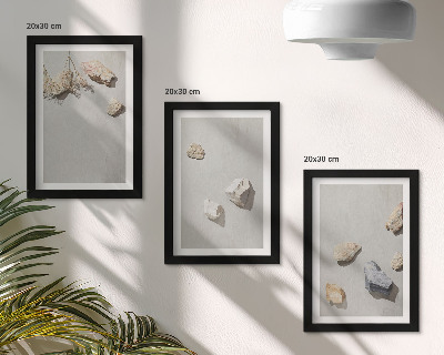 Sada obrazov do obývačky Minimalistické dekorácie s plážovými kameňmi v štýle Boho