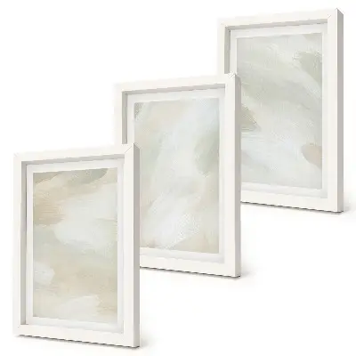 Triptych v ráme jasné abstraktné farby, jemný boho štýl na plátne