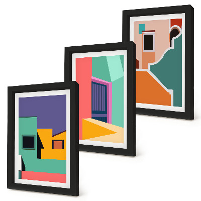 Sada obrazov do obývačky Farebné ilustrácie mesta v modernom štýle