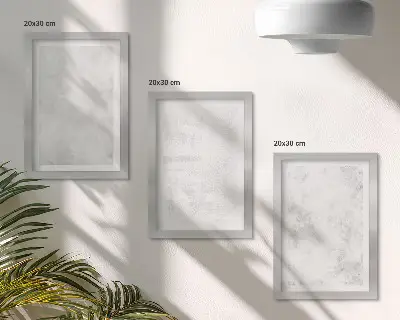 Triptych v ráme minimalistické pozadie s bielymi škvrnami na plátne