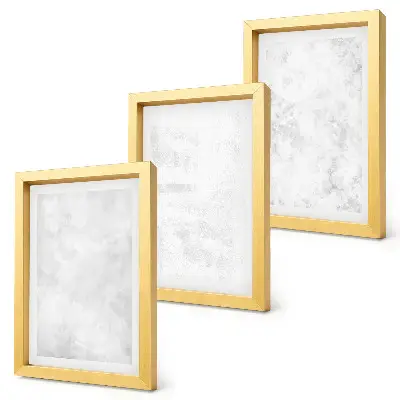 Triptych v ráme minimalistické pozadie s bielymi škvrnami na plátne