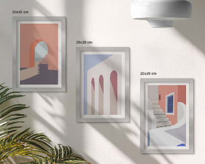 Triptych v ráme Ilustrácie mestskej architektúry v minimalistickom štýle