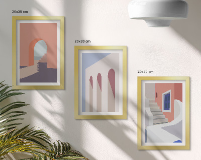 Triptych v ráme Ilustrácie mestskej architektúry v minimalistickom štýle
