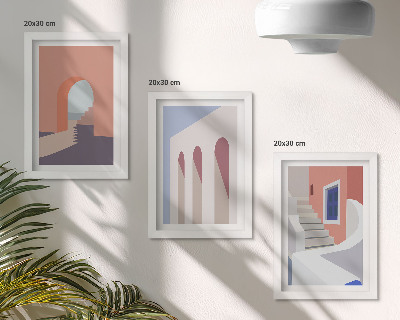 Triptych v ráme Ilustrácie mestskej architektúry v minimalistickom štýle
