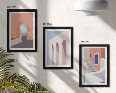 Triptych v ráme Ilustrácie mestskej architektúry v minimalistickom štýle