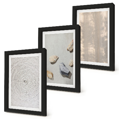 Triptych v ráme Boho textúry, prírodné štruktúry