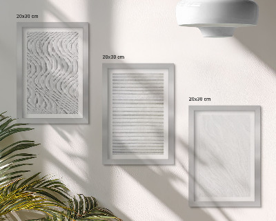 Triptych v ráme Jasné vzory štruktúr strún v piesku