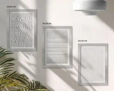 Jasné vzory štruktúr strún v piesku triptych v ráme