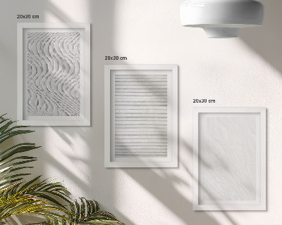 Triptych v ráme Jasné vzory štruktúr strún v piesku
