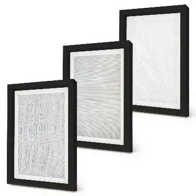 Jasné vzory štruktúr strún v piesku triptych v ráme