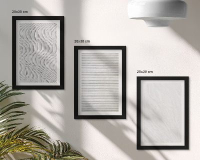 Triptych v ráme Jasné vzory štruktúr strún v piesku