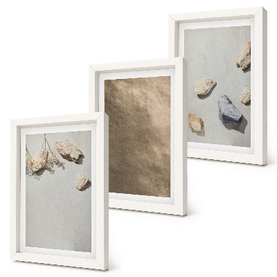 Triptych v ráme Prírodné štruktúry plážových kameňov