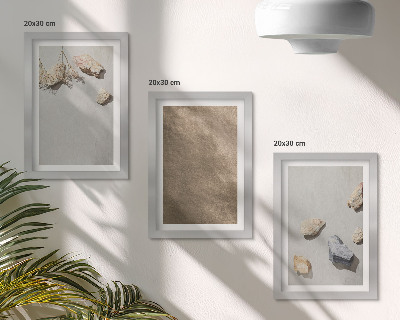 Triptych v ráme Prírodné štruktúry plážových kameňov