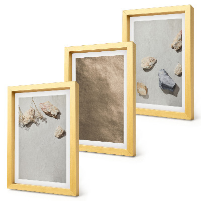 Triptych v ráme Prírodné štruktúry plážových kameňov