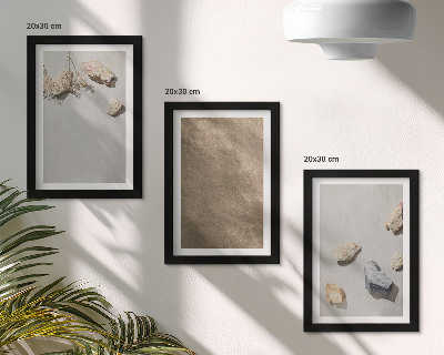 Triptych v ráme Prírodné štruktúry plážových kameňov
