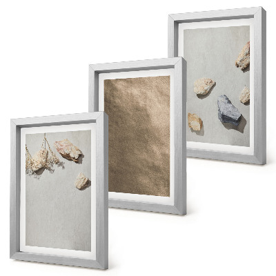 Triptych v ráme Prírodné štruktúry plážových kameňov
