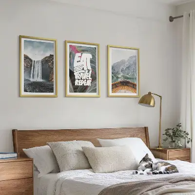 Nástenná galéria vodopád, hory, príroda a loď