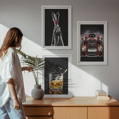 Sada nástenných dekorácií Dámske nohy ružové auto whisky