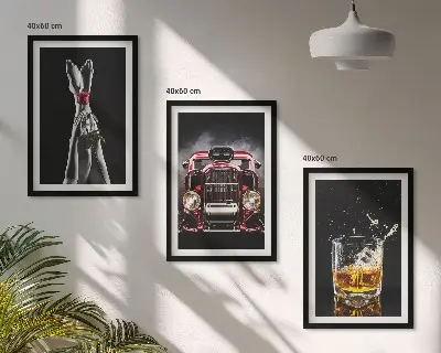 Sada nástenných dekorácií dámske nohy s ružovým autom a whisky