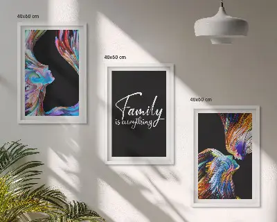 Nástenná galéria portréty ľudí s farebnými vzormi a rodinnými motívmi