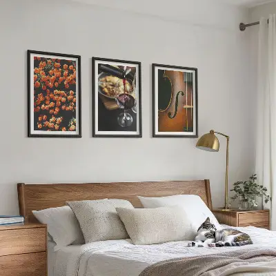 Nástenná galéria vintage kvety s vínom a husľami