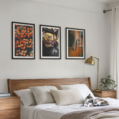 Nástenná galéria Vintage kvety víno husle