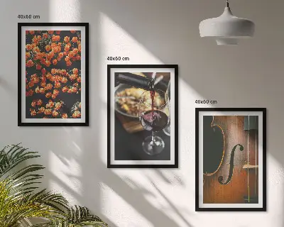 Nástenná galéria vintage kvety s vínom a husľami