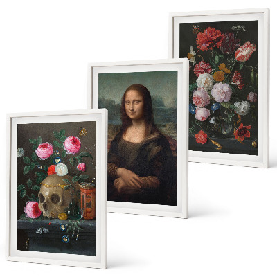 Nástenná galéria Portrét lebky kvetov Mona Lisa