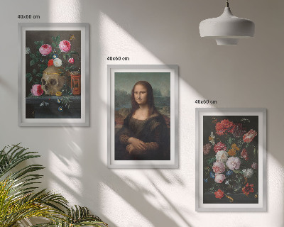 Nástenná galéria Portrét lebky kvetov Mona Lisa