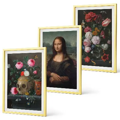 Nástenná galéria portrét Mona Lisy s kvetinovou lebkou