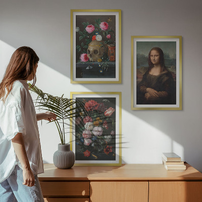 Nástenná galéria Portrét lebky kvetov Mona Lisa
