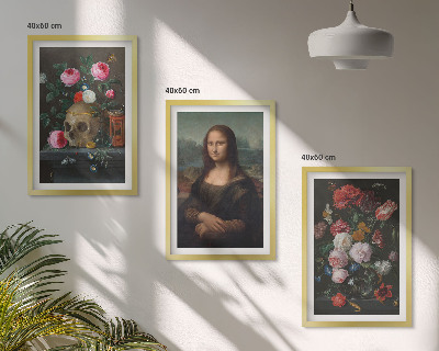 Nástenná galéria Portrét lebky kvetov Mona Lisa