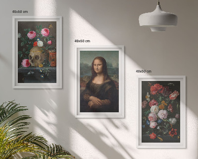 Nástenná galéria Portrét lebky kvetov Mona Lisa