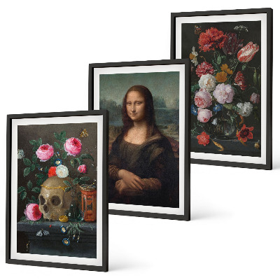Nástenná galéria Portrét lebky kvetov Mona Lisa