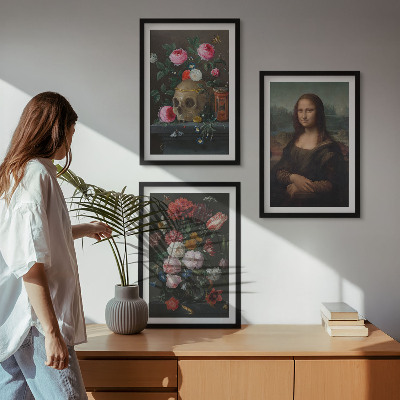 Nástenná galéria Portrét lebky kvetov Mona Lisa