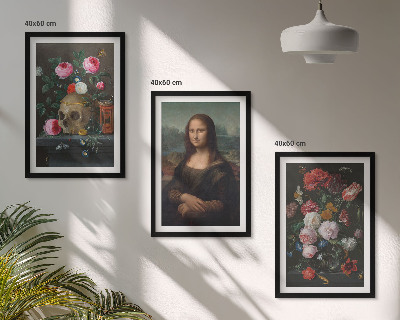 Nástenná galéria Portrét lebky kvetov Mona Lisa