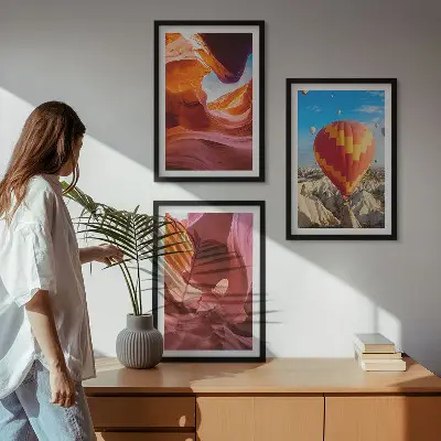 Sada nástenných dekorácií púštne rokliny z pohľadu z balóna