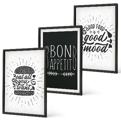 Sada nástenných dekorácií Grafické slogany o jedle a kulinárskych produktoch