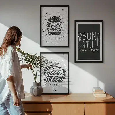 Sada nástenných dekorácií grafické slogany s motívom jedla a varenia