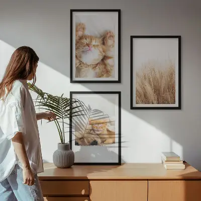 Sada nástenných dekorácií roztomilé zvieratá mačky a psy v štýle boho